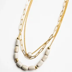 Bel Koz Elongated Clay Bead Layered Necklace -Women's Clothing Store untitled 0848 205587