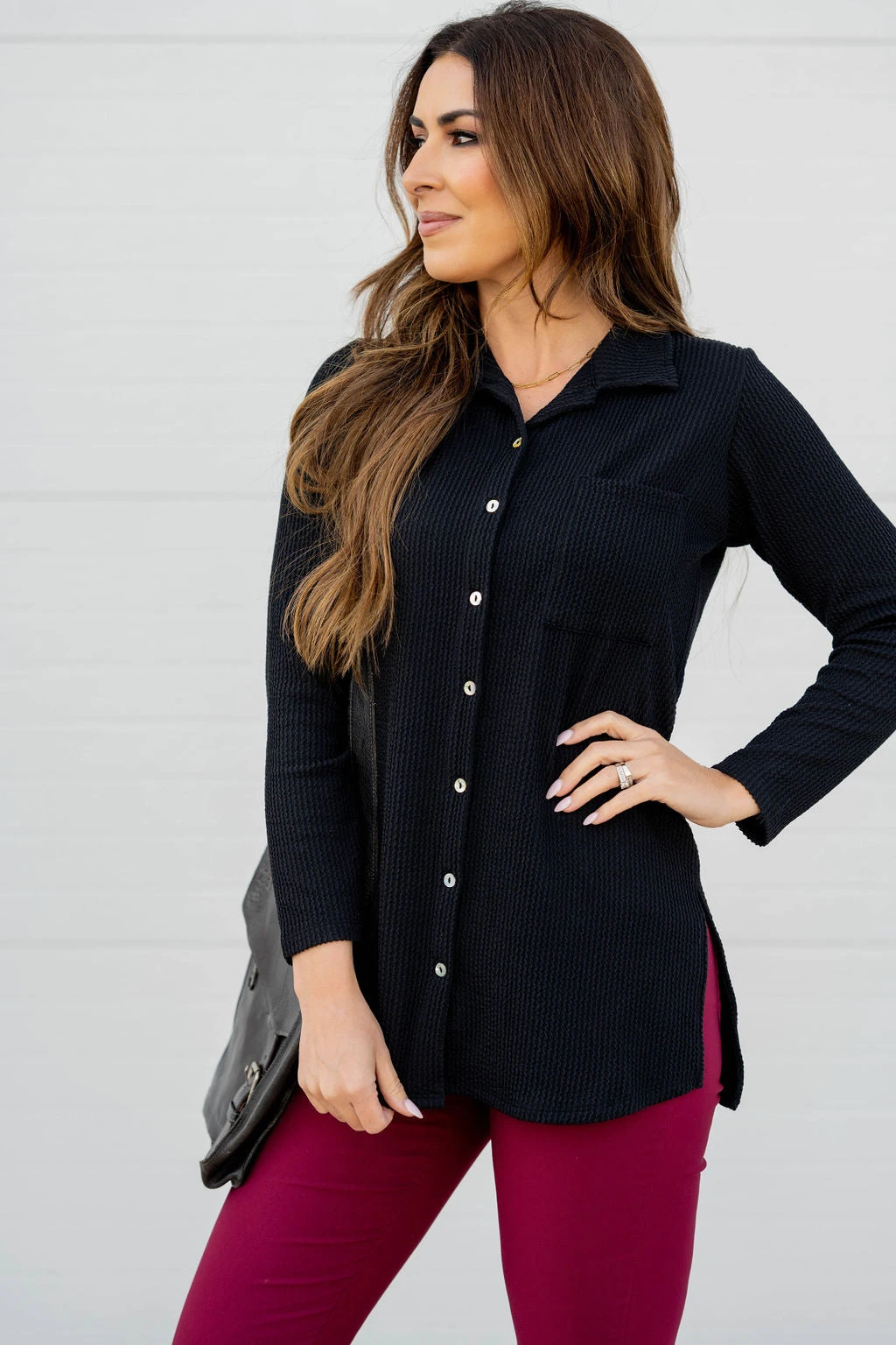 Heavily Ribbed Tunic Shacket 3 Heavily Ribbed Tunic Shacket - Image 3