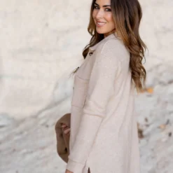 Thermal Side Slit Shacket -Women's Clothing Store untitled 0856 66372eac 42da 4b60 a045 65e9a4c3b838