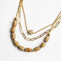 Bel Koz Elongated Clay Bead Layered Necklace -Women's Clothing Store untitled 0868 442358