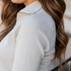 Textured Stripes Quarter Zip Pullover -Women's Clothing Store untitled 0869 dcca89eb 380b 4610 aa21 5288a35de6b7