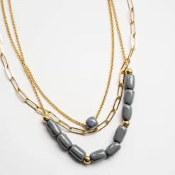 Bel Koz Elongated Clay Bead Layered Necklace -Women's Clothing Store untitled 0881 809473