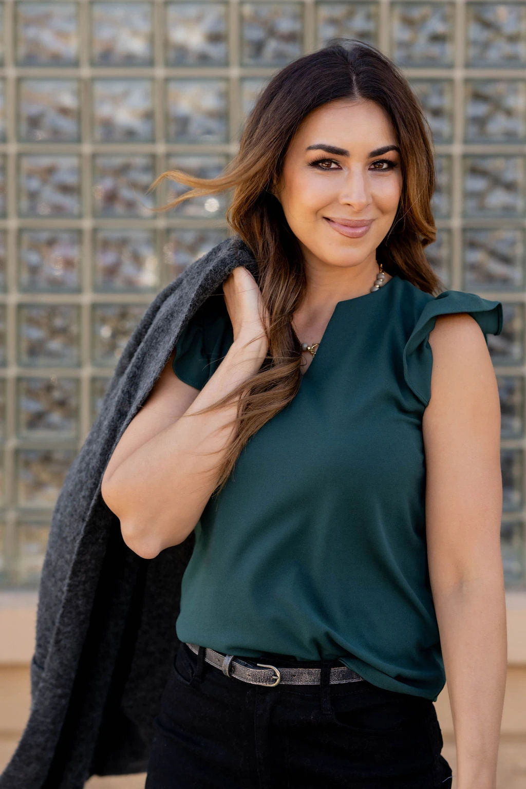 Flutter Trim V Blouse 9 Flutter Trim V Blouse - Image 9