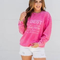 Best Things In Life Ribbed Graphic Crewneck