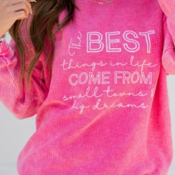 Best Things In Life Ribbed Graphic Crewneck -Women's Clothing Store untitled 0897