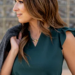 Flutter Trim V Blouse 31 Flutter Trim V Blouse -Women's Clothing Store untitled 0901