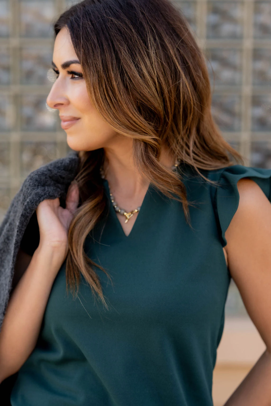 Flutter Trim V Blouse 12 Flutter Trim V Blouse - Image 12