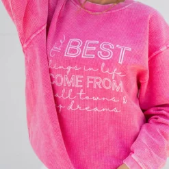 Best Things In Life Ribbed Graphic Crewneck -Women's Clothing Store untitled 0903