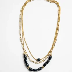 Bel Koz Elongated Clay Bead Layered Necklace -Women's Clothing Store untitled 0903 484453