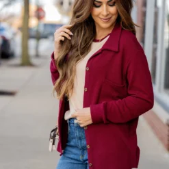 Lightly Corded Shacket -Women's Clothing Store untitled 0944