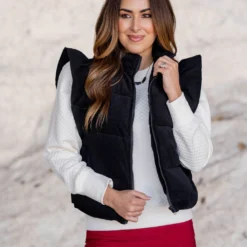 Flutter Trim Puffer Vest