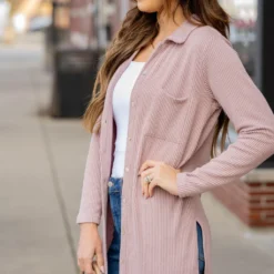 Heavily Ribbed Tunic Shacket