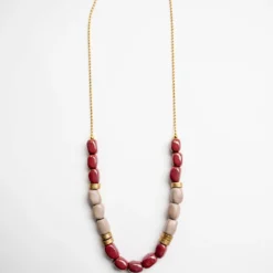 Bel Koz Mixed Elongated Clay Bead Necklace -Women's Clothing Store untitled 1019 840940