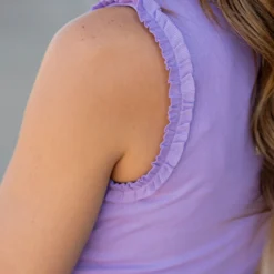 Lightly Ribbed Ruched Ruffle Trim Tank 27 Lightly Ribbed Ruched Ruffle Trim Tank -Women's Clothing Store untitled 1027