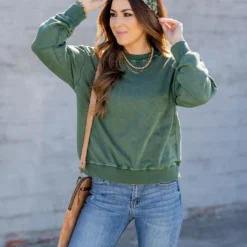 Acid Washed Crewneck Sweatshirt -Women's Clothing Store untitled 1050 42a0dbc3 4978 4d36 bc74 900254925479