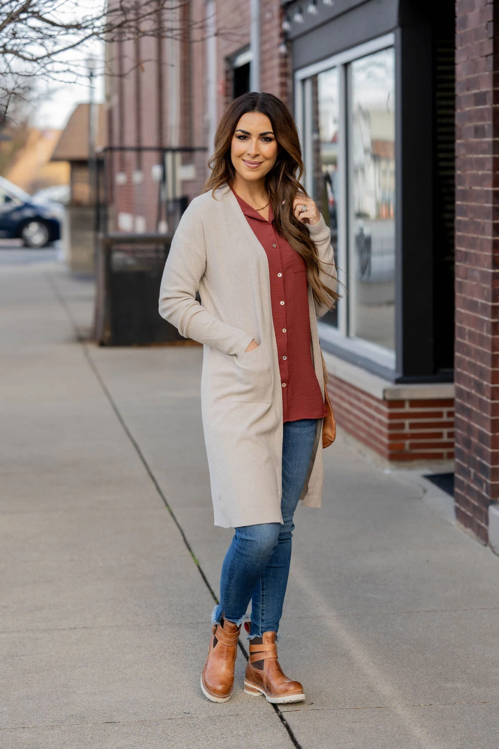 Lightly Waffled Tunic Cardigan 3 Lightly Waffled Tunic Cardigan - Image 3