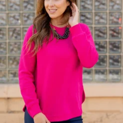 Lightly Textured Side Slit Sweatshirt