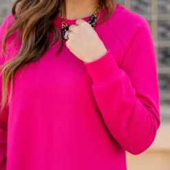 Lightly Textured Side Slit Sweatshirt -Women's Clothing Store untitled 1068