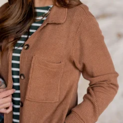 Thermal Side Slit Shacket -Women's Clothing Store untitled 1077 e11f340b 32e3 49f8 869c b1ad493ddc90