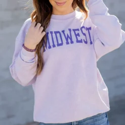 Midwest Blocked Letter Ribbed Graphic Crewneck