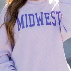 Midwest Blocked Letter Ribbed Graphic Crewneck -Women's Clothing Store untitled 1097 ec5a9f69 cc94 4824 97e2 ee73e3af5770