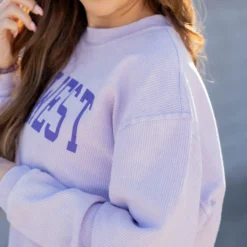 Midwest Blocked Letter Ribbed Graphic Crewneck -Women's Clothing Store untitled 1100