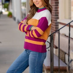 Color Craze Striped Sweater -Women's Clothing Store untitled 1126