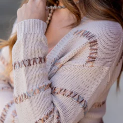 Multi Color Stitch Accented Cardigan 27 Multi Color Stitch Accented Cardigan -Women's Clothing Store untitled 1166