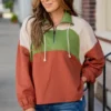 Retro Blocked Quarter Zip Pullover