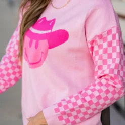 Checkered Cowgirl Sweater -Women's Clothing Store untitled 1187