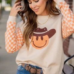 Checkered Cowgirl Sweater -Women's Clothing Store untitled 1211 6eb5c158 93b9 40f9 bacc bd70d38750b3