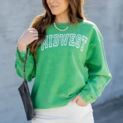 Outlined Midwest Ribbed Graphic Crewneck