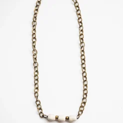 Bel Koz Simple Elongated Clay Bead Necklace