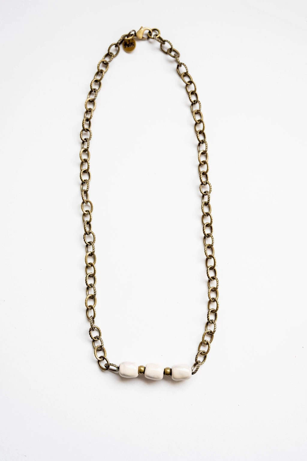 Bel Koz Simple Elongated Clay Bead Necklace 1 Bel Koz Simple Elongated Clay Bead Necklace