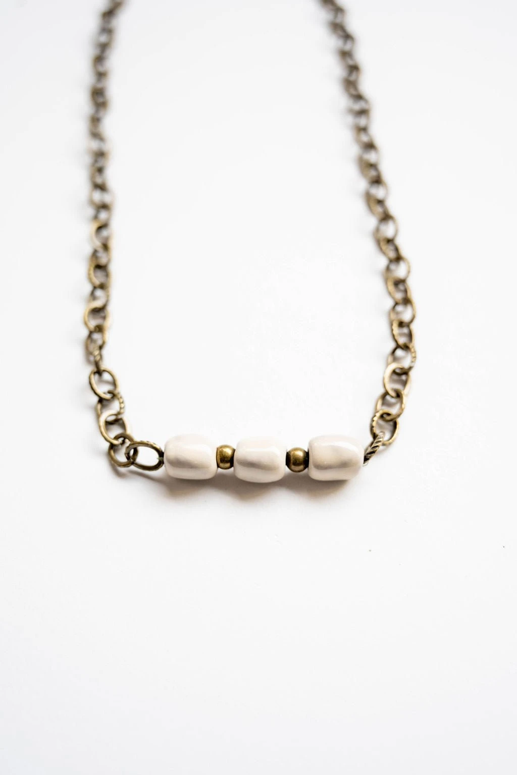 Bel Koz Simple Elongated Clay Bead Necklace 4 Bel Koz Simple Elongated Clay Bead Necklace - Image 4