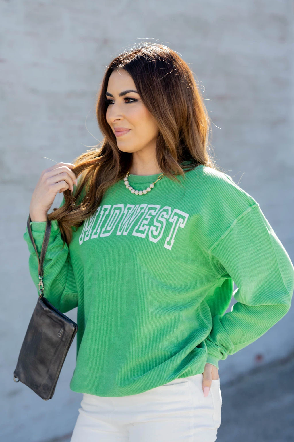 Outlined Midwest Ribbed Graphic Crewneck 2 Outlined Midwest Ribbed Graphic Crewneck - Image 2