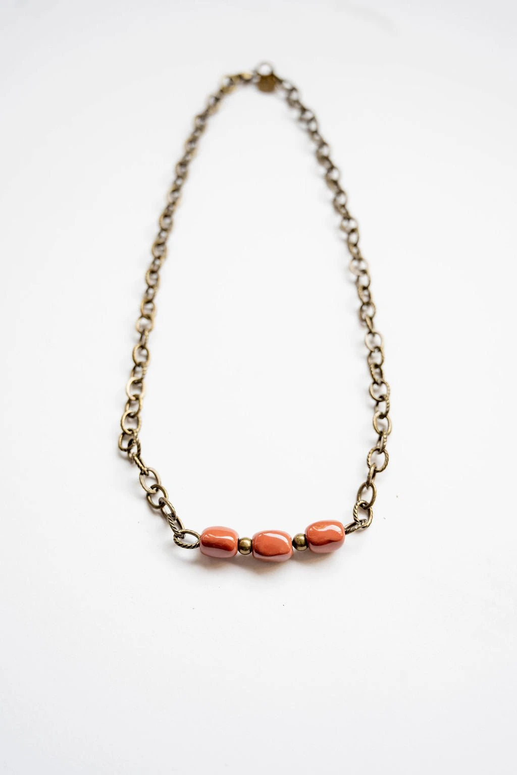 Bel Koz Simple Elongated Clay Bead Necklace 6 Bel Koz Simple Elongated Clay Bead Necklace - Image 6