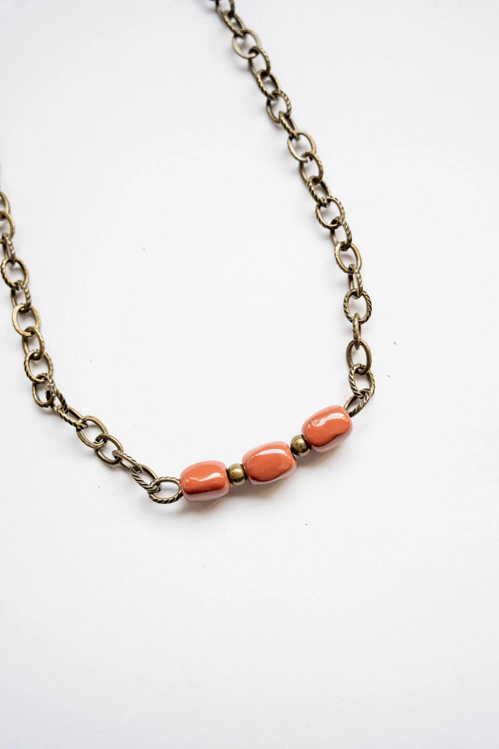 Bel Koz Simple Elongated Clay Bead Necklace 2 Bel Koz Simple Elongated Clay Bead Necklace - Image 2