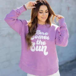 Here Comes The Sun Side Slit Graphic Crewneck