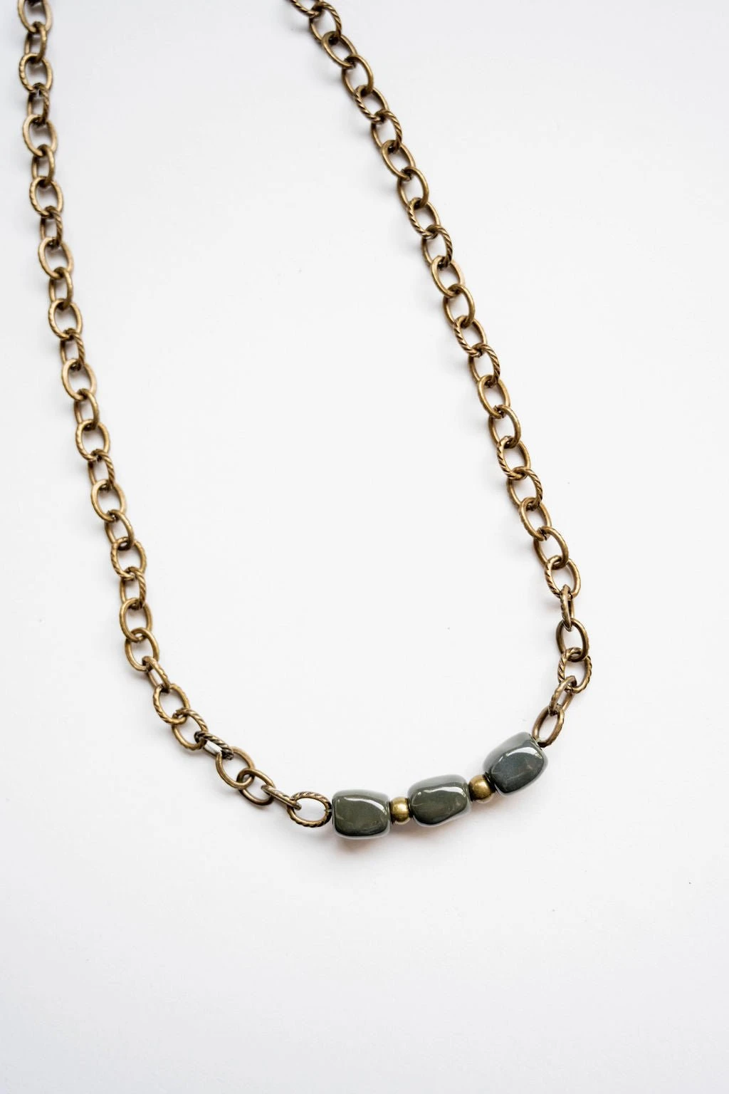 Bel Koz Simple Elongated Clay Bead Necklace 5 Bel Koz Simple Elongated Clay Bead Necklace - Image 5