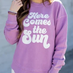 Here Comes The Sun Side Slit Graphic Crewneck 12 Here Comes The Sun Side Slit Graphic Crewneck -Women's Clothing Store untitled 1249