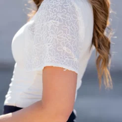 Stitched Floral Sleeve Tee -Women's Clothing Store untitled 1264 e0d700db ee90 4f4f 86ec 2d5e15171ad3