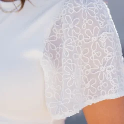 Stitched Floral Sleeve Tee -Women's Clothing Store untitled 1266 858d854d 91b9 4ff1 924c 860ead7396b3