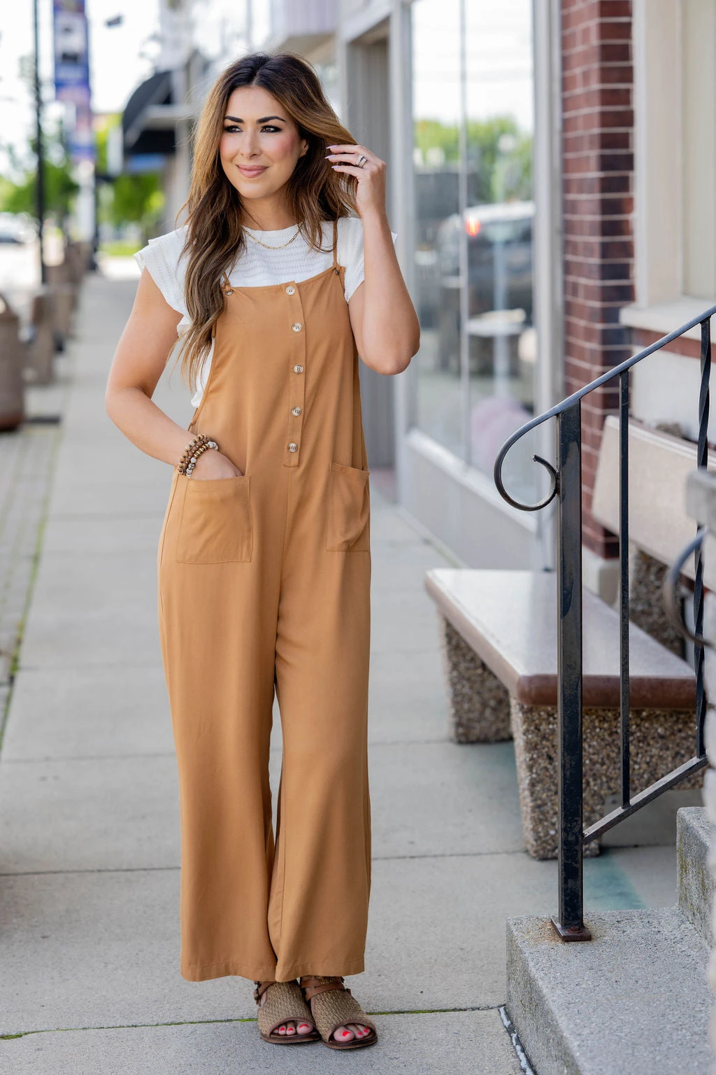 Button Front Tie Strap Jumpsuit 1 Button Front Tie Strap Jumpsuit