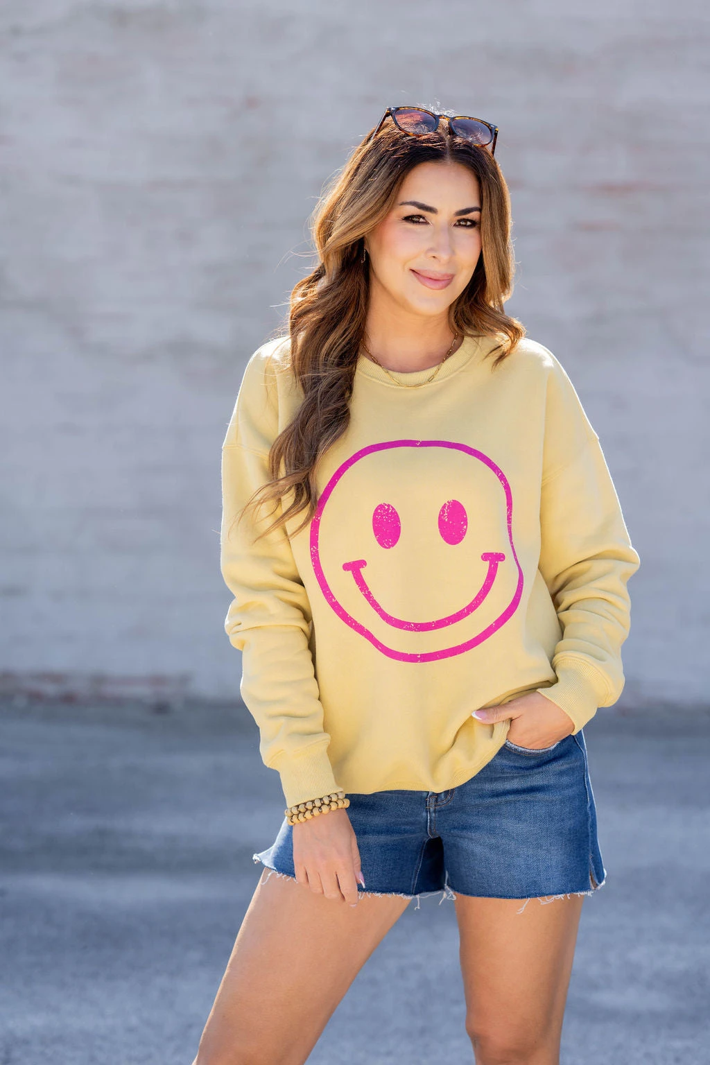 Smiley Face Graphic Crewneck 2 Smiley Face Graphic Crewneck - Image 2