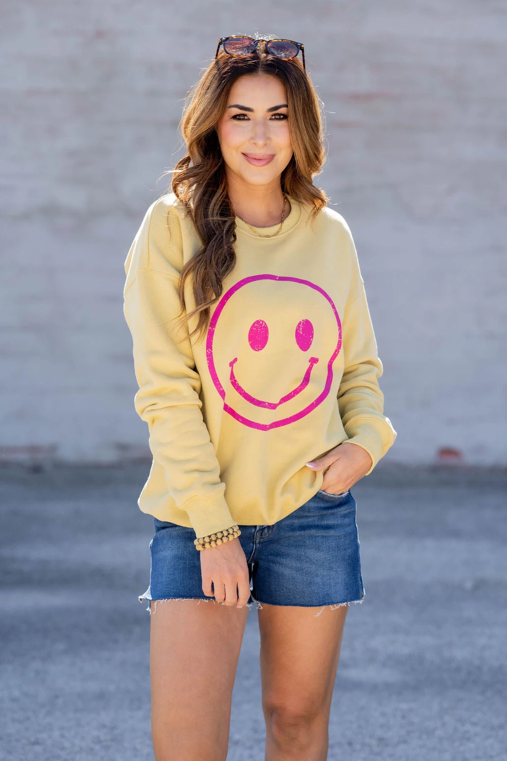 Smiley Face Graphic Crewneck 3 Smiley Face Graphic Crewneck - Image 3