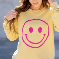 Smiley Face Graphic Crewneck 10 Smiley Face Graphic Crewneck -Women's Clothing Store untitled 1294