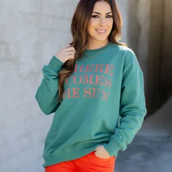 Bold Here Comes The Sun Graphic Crewneck