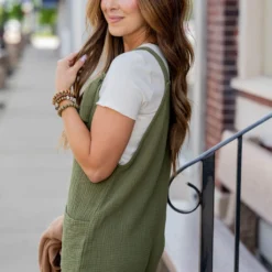 Gauze Tie Strap Romper -Women's Clothing Store untitled 1317