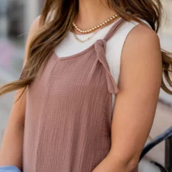 Gauze Tie Strap Romper -Women's Clothing Store untitled 1339